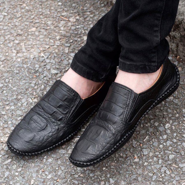 💥GIÁ TỐT💥 Giày Lười Nam Da Bò Vân Cá Sấu [Chân dày tăng 1 size] | BigBuy360 - bigbuy360.vn