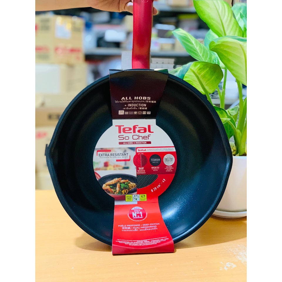 Tefal- Chảo sâu lòng chống dính đáy từ Tefal So Chef G1358695 size 28cm- Hàng chính hãng