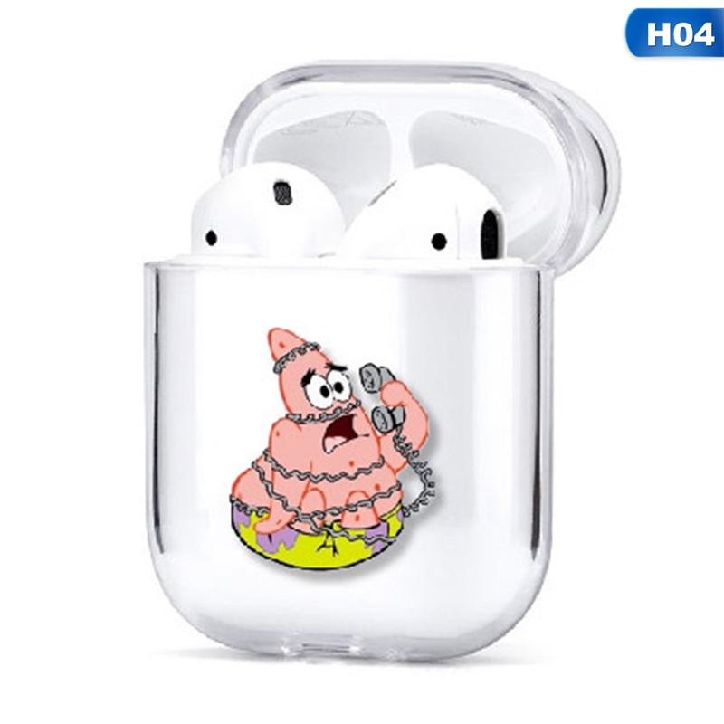 Vỏ Bảo Vệ Hộp Sạc Tai Nghe Airpods 1 / / 2 Bằng Pc Cứng Trong Suốt Họa Tiết Spongebob Patrick Ngôi Sao Dễ Thương