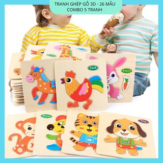 [FREESHIP] ĐỒ CHƠI GỖ – COMBO 5 TRANH – BỘ 5 TRANH GHÉP HÌNH GỖ 3D NHIỀU MẪU – ĐỒ CHƠI PHÁT TRIỂN TRÍ TUỆ