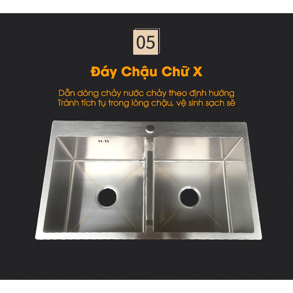 Chậu Rửa Bát Schmidt Inox 304 Hai Hố Cân Đúc Nguyên Khối 82x45cm
