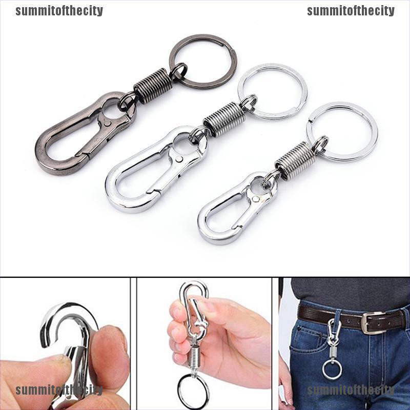TRANG 1pc Stainless steel Gourd Buckle carabiner keychain anti-lost buckle retractable VN