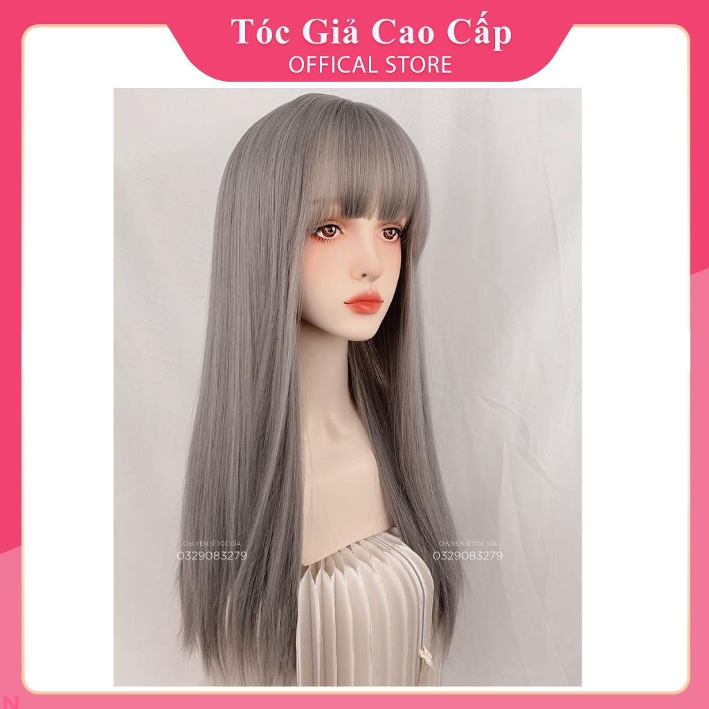 Tóc giả nữ đẹp nguyên đầu thẳng 60cm- tơ cao cấp- tặng kèm lưới, z7007.