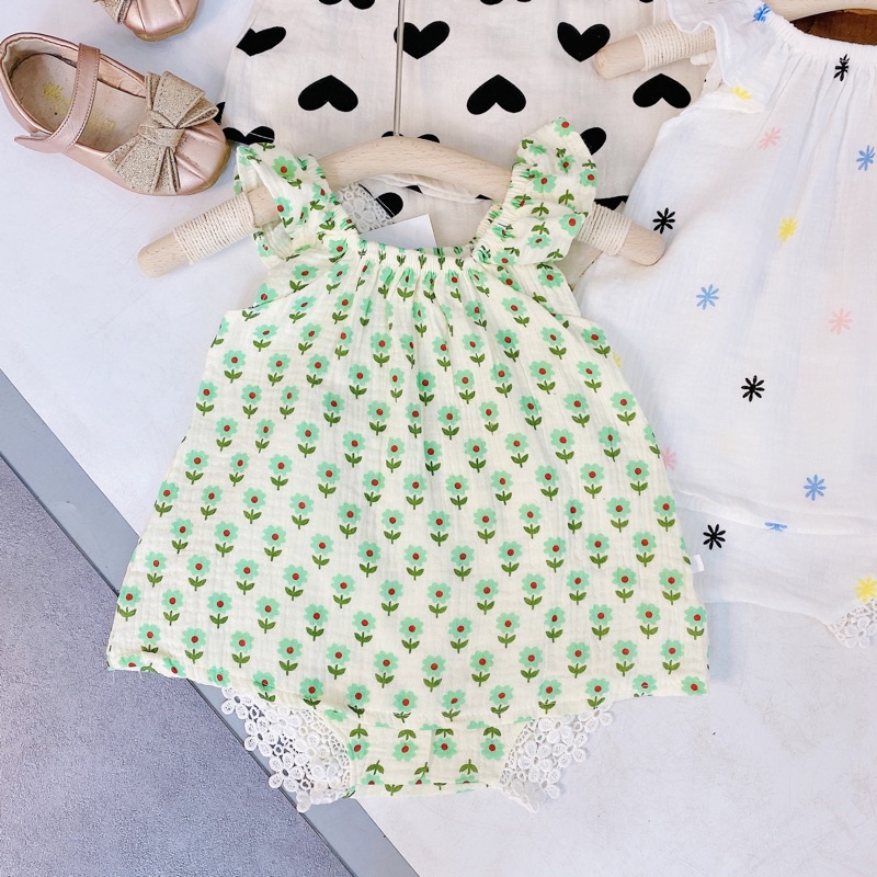 (MS12)Bộ ba lỗ chun vai hình ngộ nghĩnh chất liệu muxolin cho bé đáng yêu