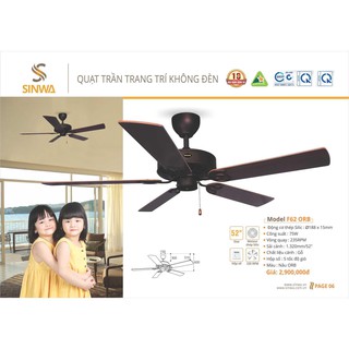 QUẠT TRẦN SINWA F62 AB/ORB
