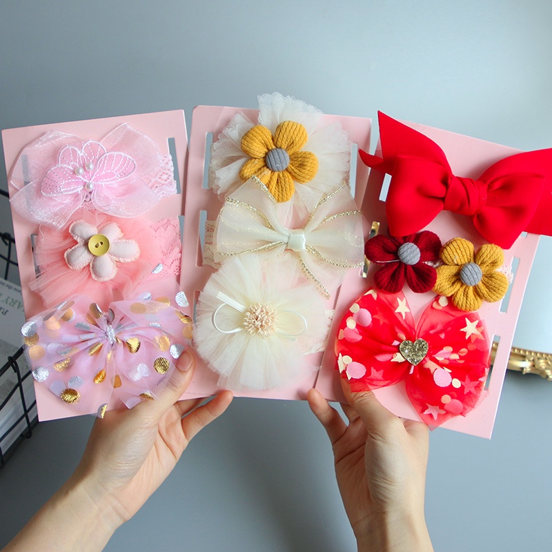 Set 3 Băng Đô Phối Voan Ren Xinh Xắn Cho Bé Gái