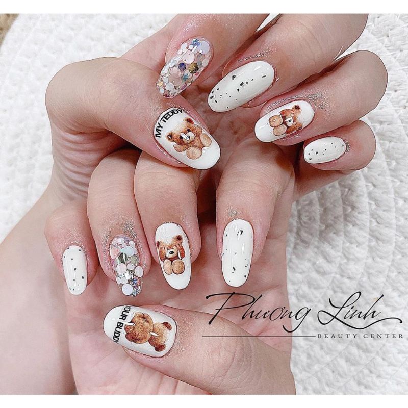 Sticker dán móng nail hình gấu