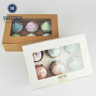 Hộp Đựng Bánh Cupcake Size 6 bánh (kèm khay)