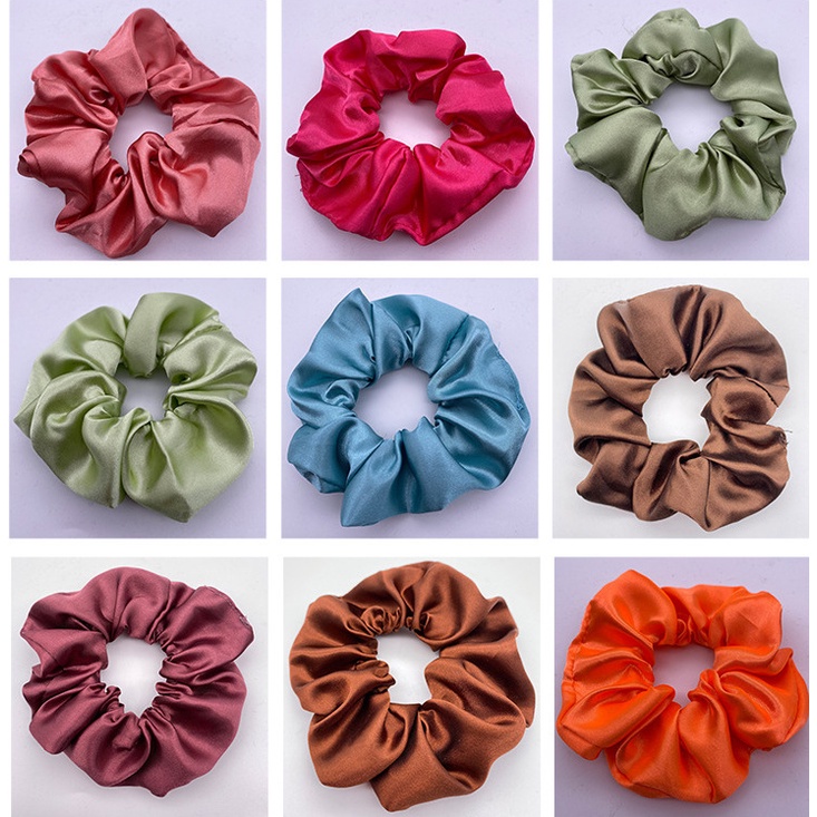 Dây buộc tóc Haimeikang vải satin màu trơn thời trang Hàn Quốc