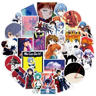 Y&P| Hình Dán Chống Nước Neon Genesis Evangelion Nhật Bản Anime Mũ Bảo Hiểm Máy Tính Xách Tay Hành Lý Dán Thiết Lập, 50 tờ