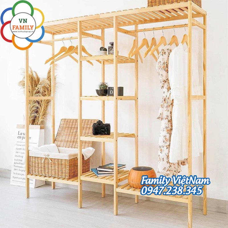 Tủ Kệ Treo Quần Áo 3 Ngăn Hàn Quốc ,Kệ Treo Đồ Trang Trí Phòng Ngủ Decor - BH 3 Năm (Có Video Thực Tế)
