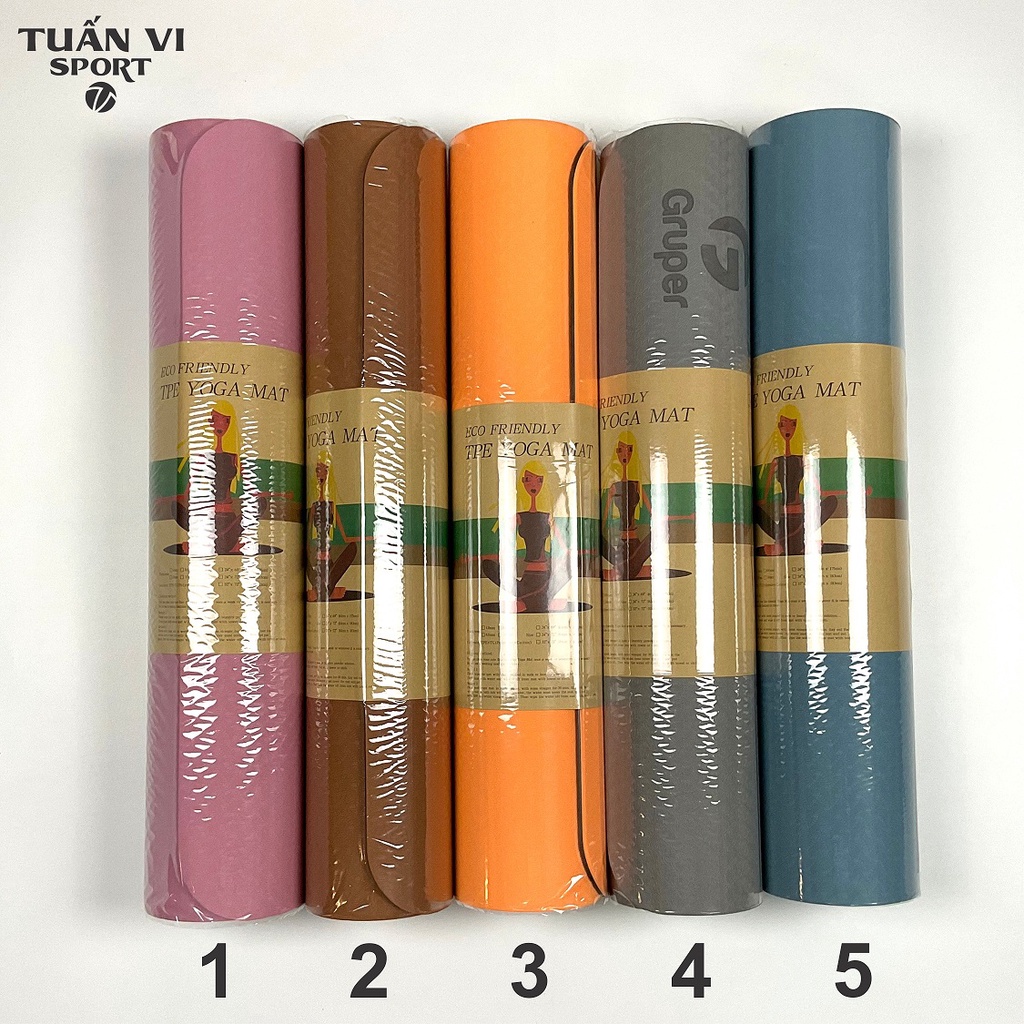 Thảm tập Yoga, Gym, Fitness 2 lớp Eco Friendly TPE N1 dày 6mm chống trơn trượt