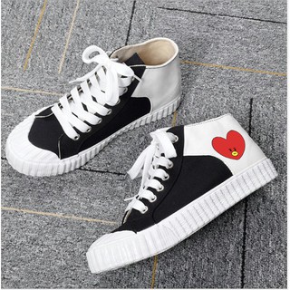 Giày Cổ Cao BT21 Màu Trắng Đen Mẫu 5