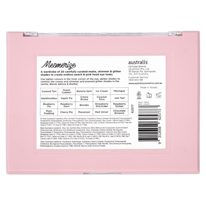 Bảng Phấn Mắt 20 Màu Lấp Lánh Australis Mesmerize Eyeshadow Palette 20g