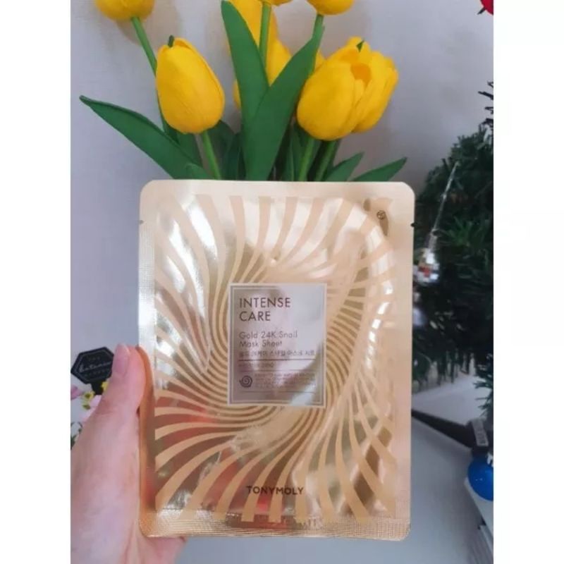 Mặt nạ ốc sên vàng cao cấp Intense Care Gold 24k Snail Mask Sheet Tonymoly 1m