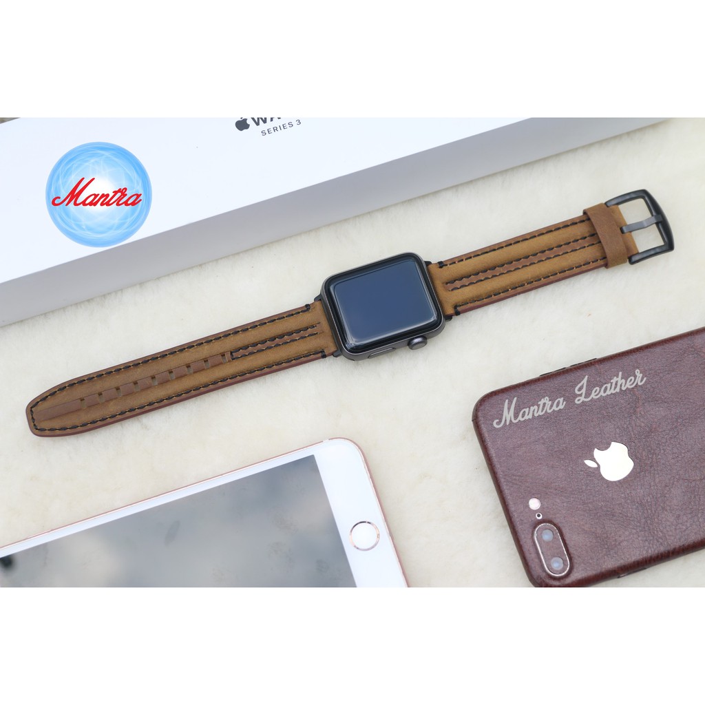 Dây Da Bò Sinewy phong cách Bụi bậm, Hầm hố dành cho Apple Watch Size 38mm / 40mm / 42mm / 44mm