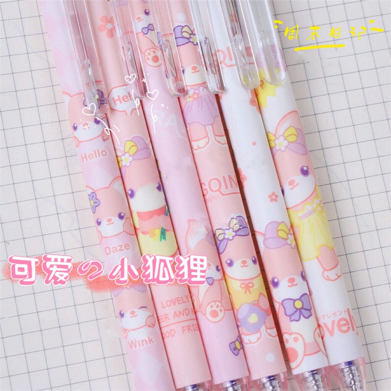 Bút Mực Gel Ngòi 0.5mm Họa Tiết Hoạt Hình Có Thể Xóa Được