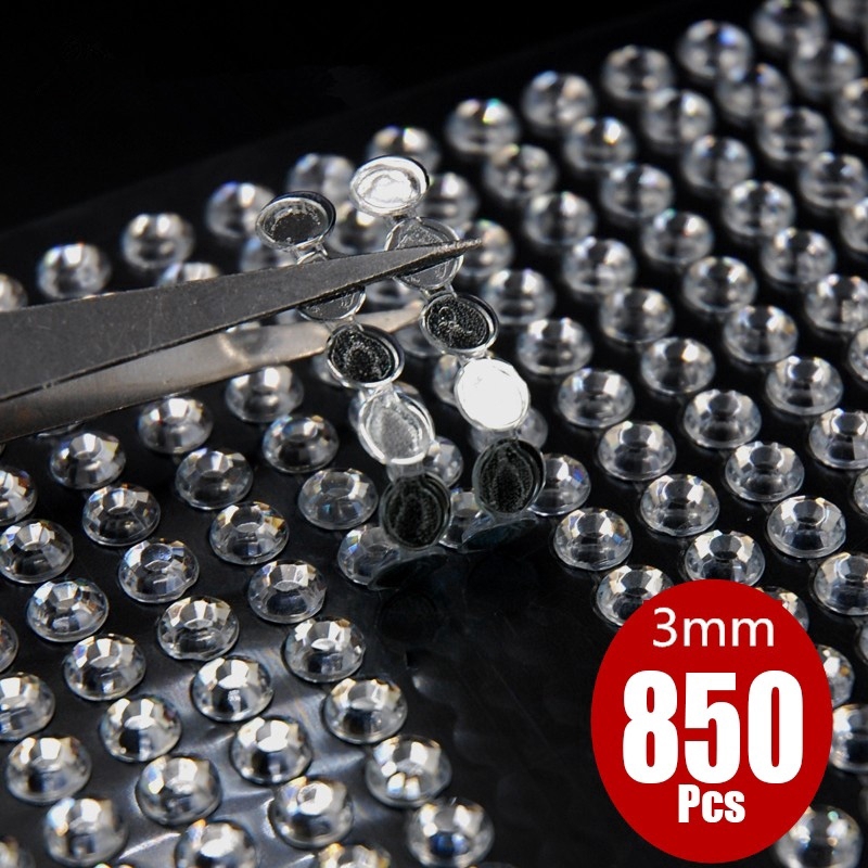 850Pcs 3mm Shining Crystals Rhinestones Car Decor Decal Styling Mobile Art Diamond Self Adhesive Sticker Flat Acrylic Drilling Stickers