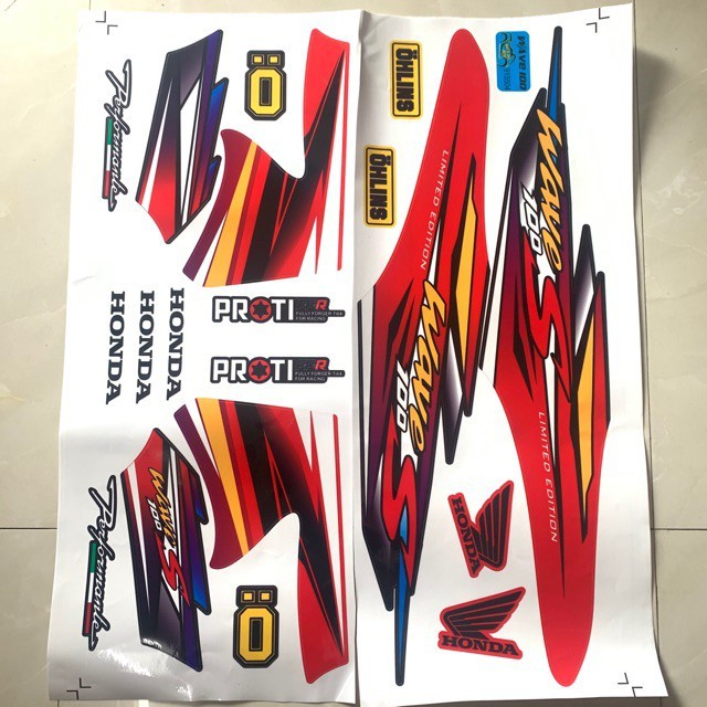 Tem Chế Wave S 100 Đỏ Đen 071838 Cán 3 Lớp Chống Phai Màu