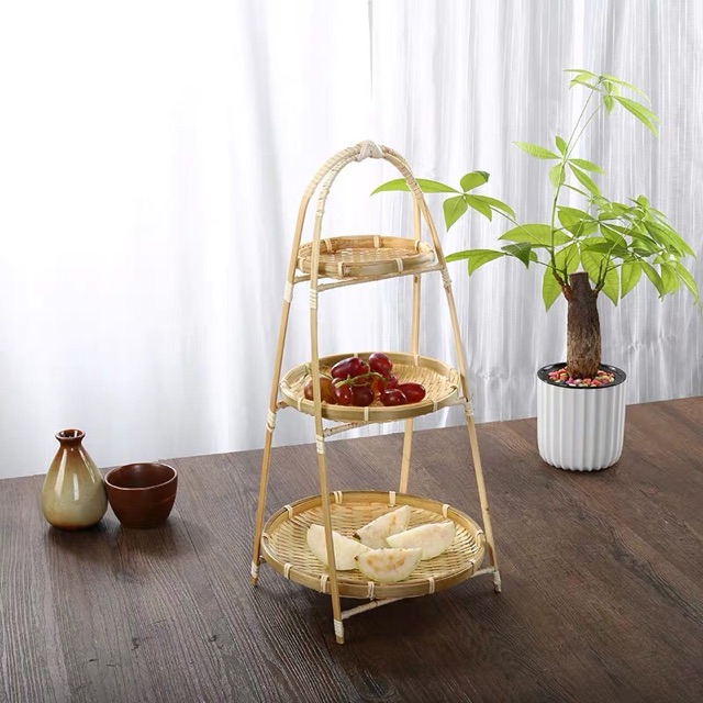 Mẹt tre tầng đựng đồ ăn trang trí