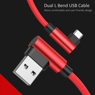 Micro USB Cable 90 Degree Elbow Nylon Braided Charging Adapter Cable For Android