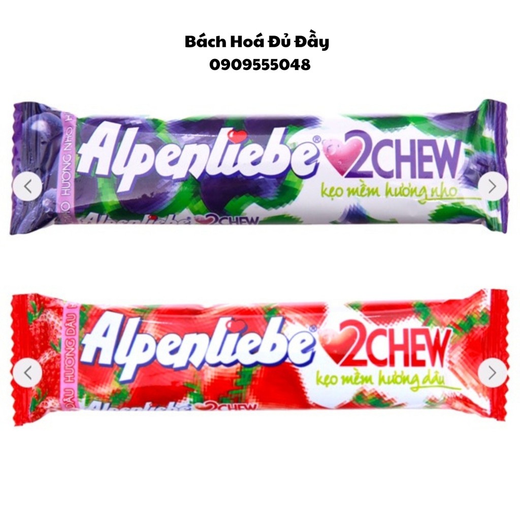 Kẹo dẻo mềm trái cây Alpenliebe vị Dâu, Nho, Dưa Hấu thơm ngon hấp dẫn