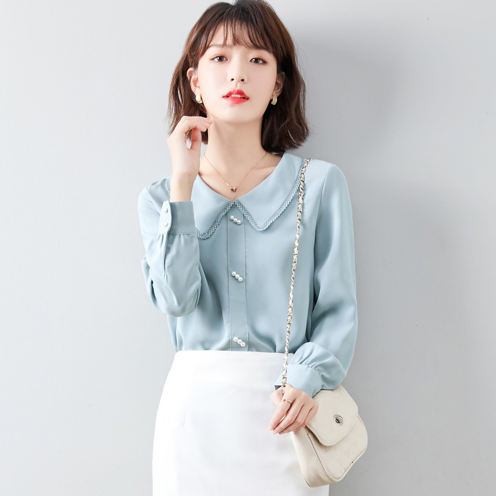 áo sơ mi nữ xanh ngọc siêu xinh 2021