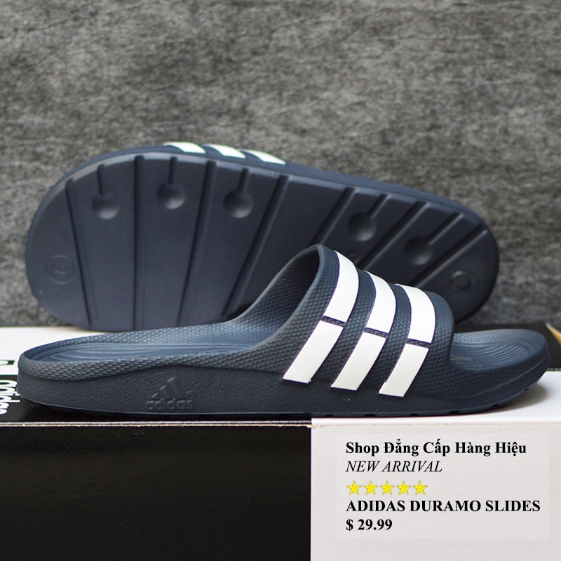Dép Adidas Duramo chính hãng màu xanh đen sọc trắng
