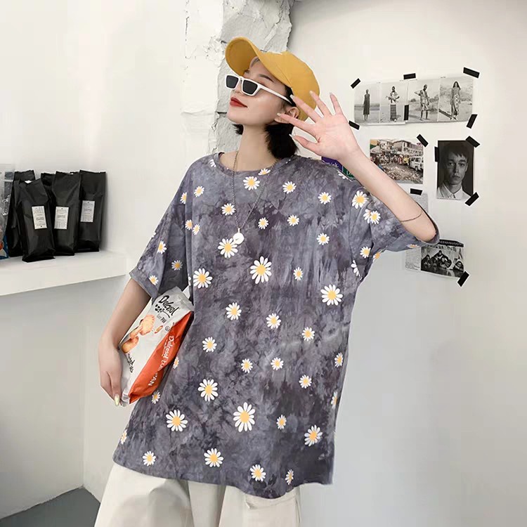 ÁO THUN LOANG HOA CÚC OVERSIZE - ÁO PHÔNG FORM THỤNG TAY LỠ DÁNG RỘNG LOANG MÀU