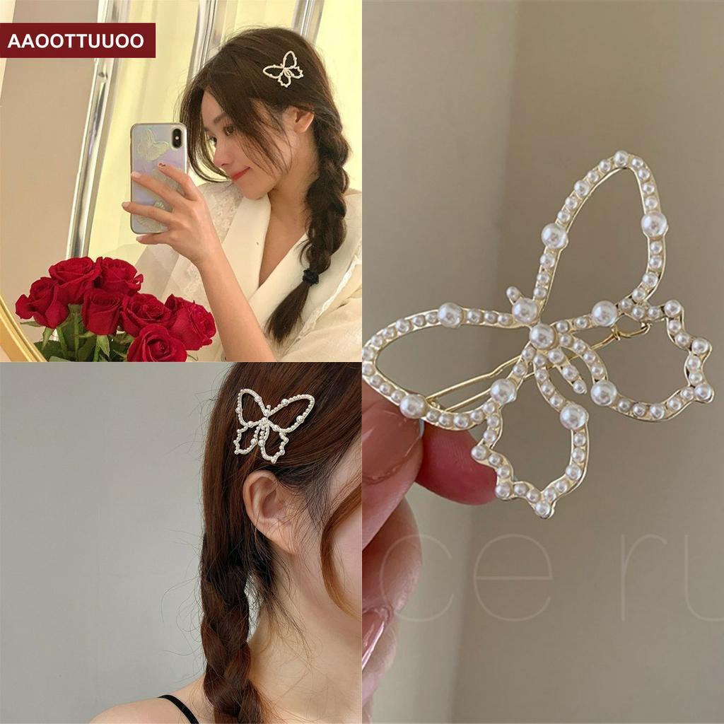 Kẹp Tóc Hình Bướm Đính Ngọc Trai Xinh Xắn Cho Nữ