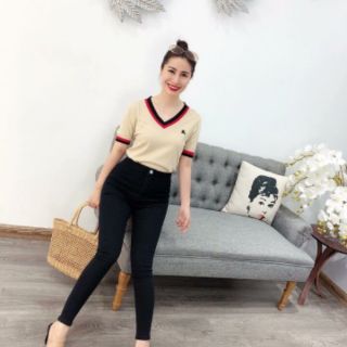 Quần jean nữ màu đen lưng cao
