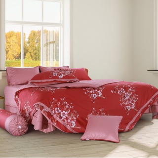 Mẫu bán lẻ Chăn Ga Gối Hanvico Blue Sky - DL155 (vải cotton cao cấp, sắc hoa đỏ thắm)