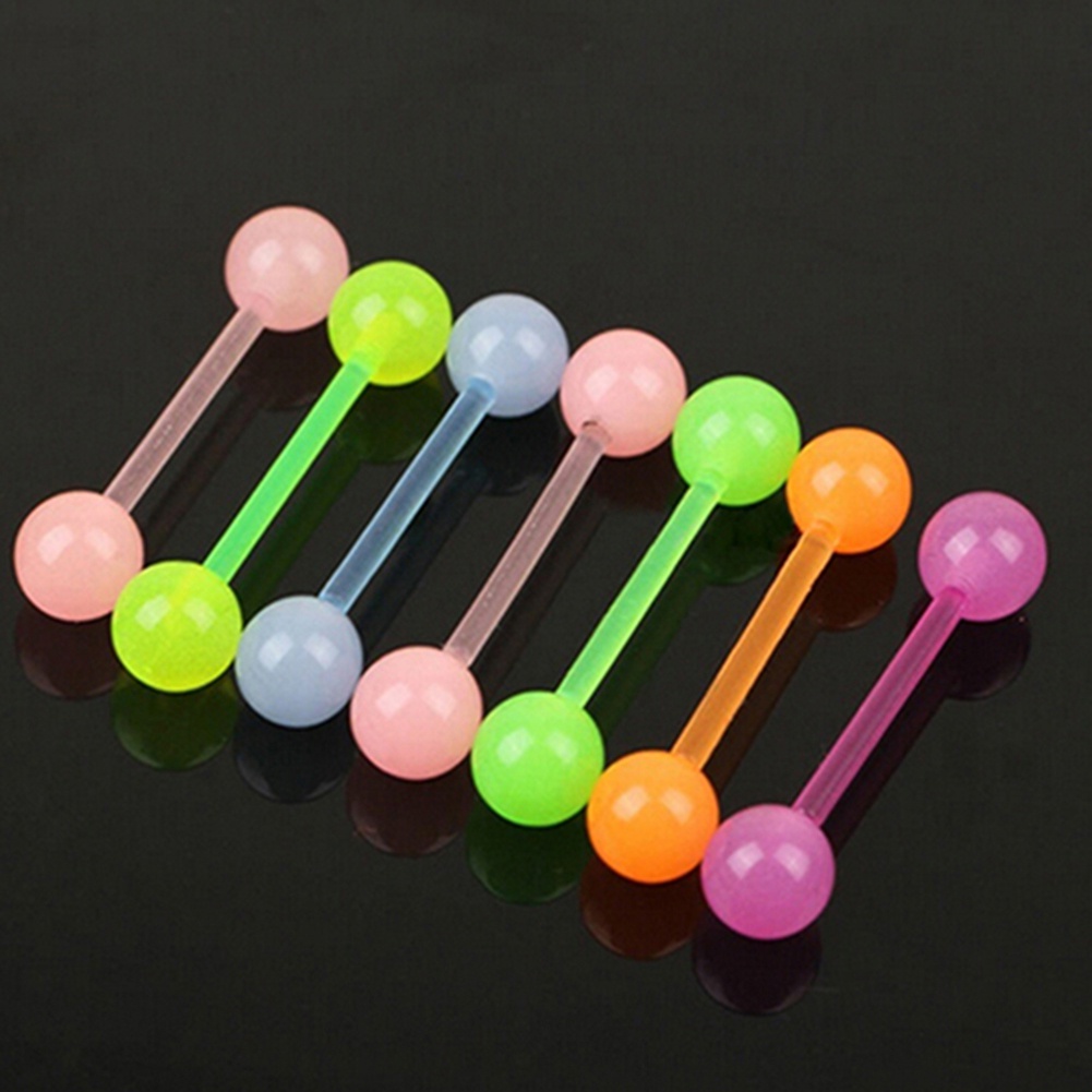 Bộ 7 Khuyên Xỏ Mũi / Lưỡi Bằng Acrylic Phát Quang Độc Đáo