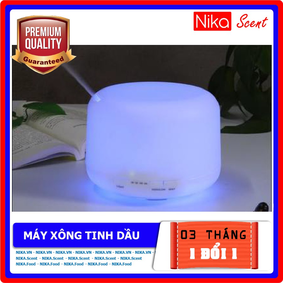 Nikascent Máy xông tinh dầu Trắng Cao Cấp khuếch tán mạnh, phun sương mịn, thơm phòng, khử mùi, cấp ẩm