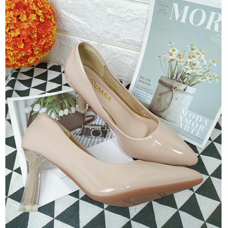 Giày Cao Gót Da Bóng Hàng Thiết Kế Gót Meka _HDO701 | BigBuy360 - bigbuy360.vn