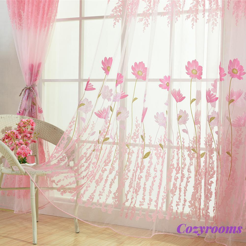 rèm cửa sổ Vải Voan Xuyên Thấu In Họa Tiết