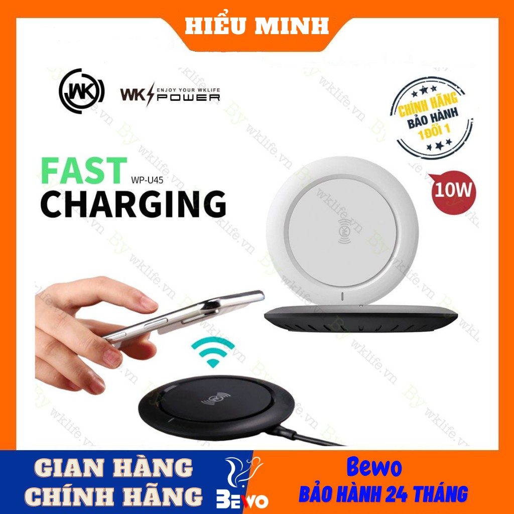 Đế sạc không dây WK U45 hỗ trợ sạc nhanh, chuẩn Qi 10W, hàng chính hãng Remax