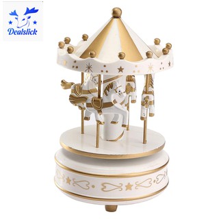 🌸Wind Up Wooden Horse Roundabout Carousel Musical Box Kid Birthday Christmas Gift