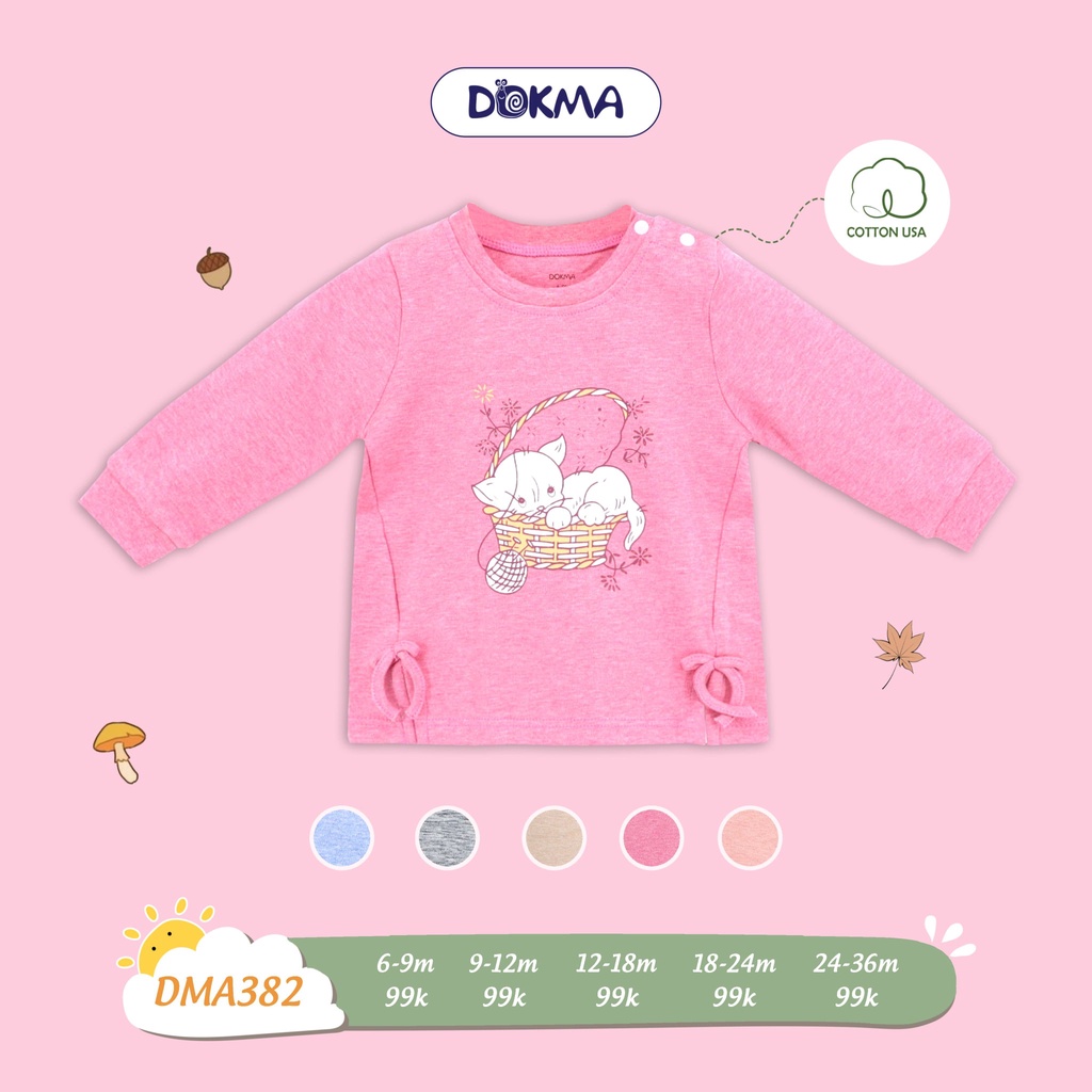 (6-36m) Áo dài tay cổ tròn vải cotton dày vừa DMA382 - DOKMA