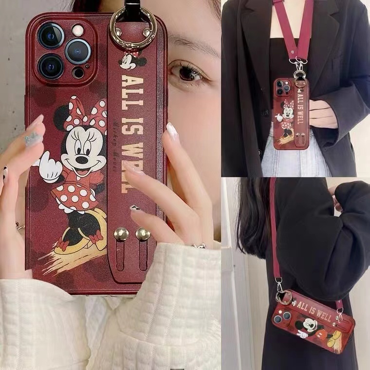Ốp Điện Thoại IMD Hình Chuột Dễ Thương Có Dây Đeo Cổ Cho iPhone 14 13 12 11 Pro Max Plus