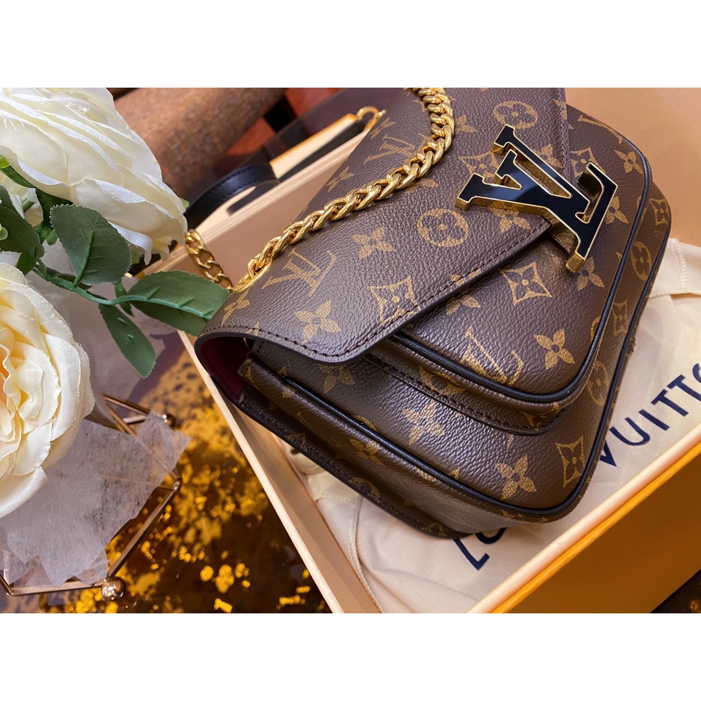Túi Chain nữ da thật thời trang cao cấp Louis Vuitton LV thiết kế khóa logo kim loại đẹp mắt