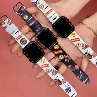 Dây da Applewatch hoạ tiết Supreme