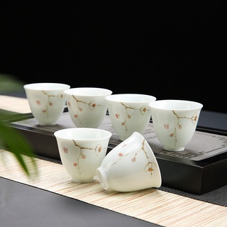 Bộ chén sứ Cảnh Đức vẽ tay thủ công Dùng Thưởng Trà (Bộ 06 chiếc kèm hộp quà)