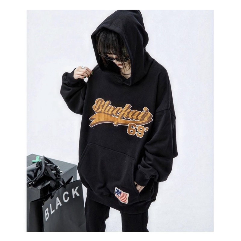 Áo hoodie nỉ chân cua Black air chính hãng thêu 100% màu nâu và đen