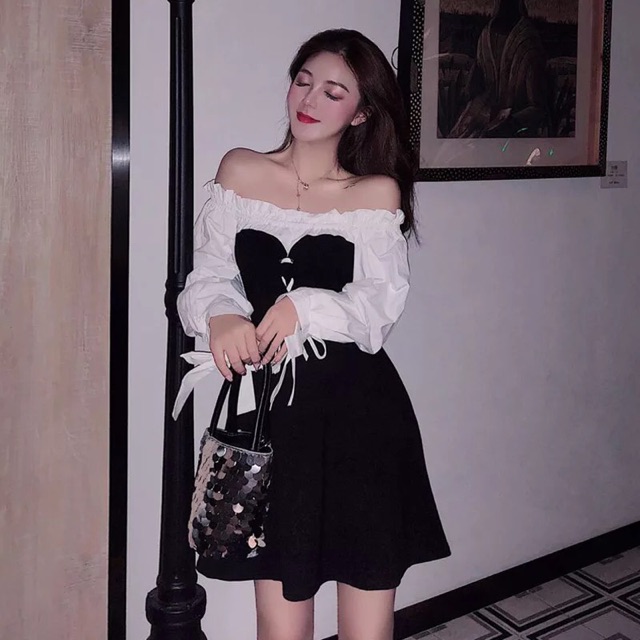 [Mã WASTUP9 giảm 10% tối đa 30K đơn 150K] [Có sẵn+video]Đầm trễ vai tiểu thư Ulzzang hot tik tok | BigBuy360 - bigbuy360.vn