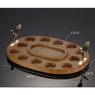 Khay gỗ bộ ly sứ 12 con giáp