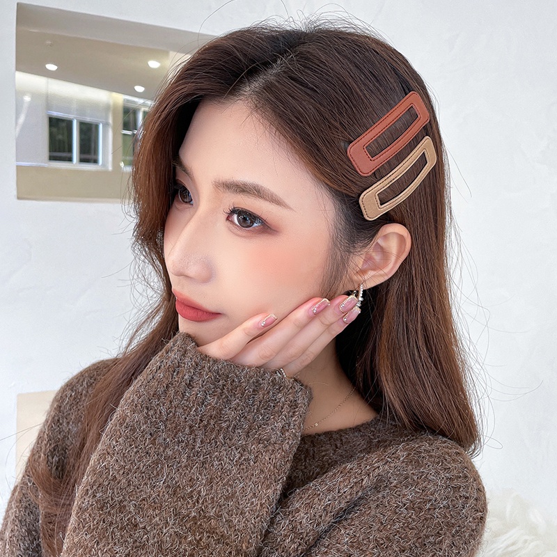 Set Kẹp Tóc Vuông Bằng Da Cao Cấp Thời Trang