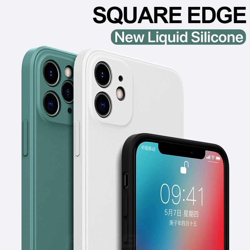 Ready For iPhone 7 Plus 8 Plus Soft Case Luxury  Square Liquid Silicone Phone Cover