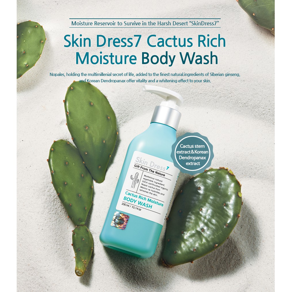 Tinh Chất Dưỡng Thể Skin Dress 7 Cactus Rich Moisture Body Essence 300ml - BoB Shop