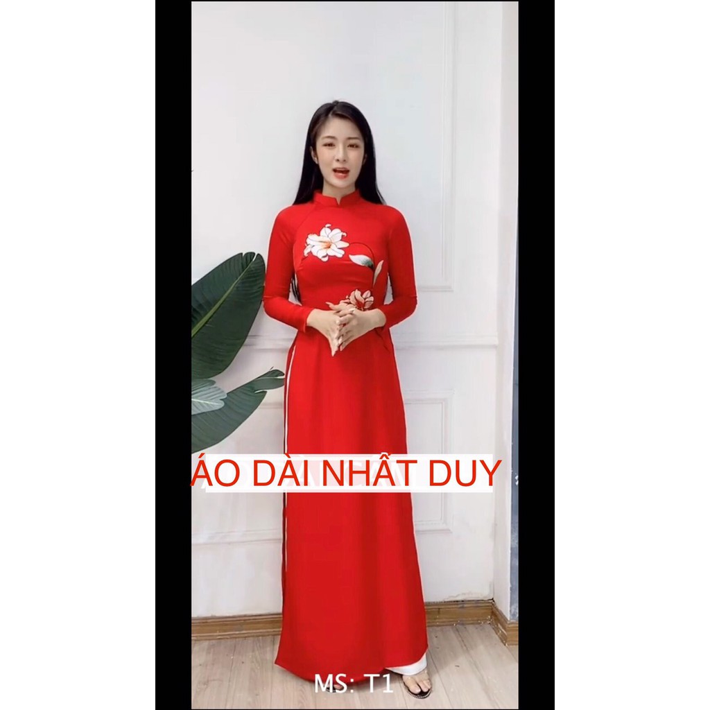 Mẫu áo dài mới nhất 2021 ,áo dài thêu chất lụa tây thi cao cấp  -mã t1